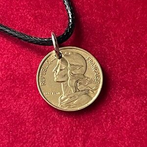 French Coin Pendant Necklace